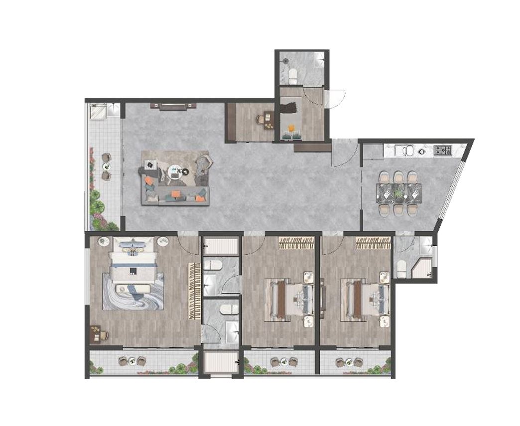 3 Bed + Study + DSQ-C floor plan