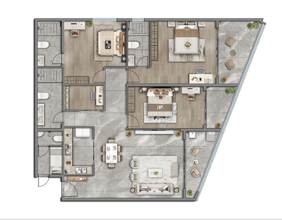 3 Bed + Study + DSQ-D floor plan