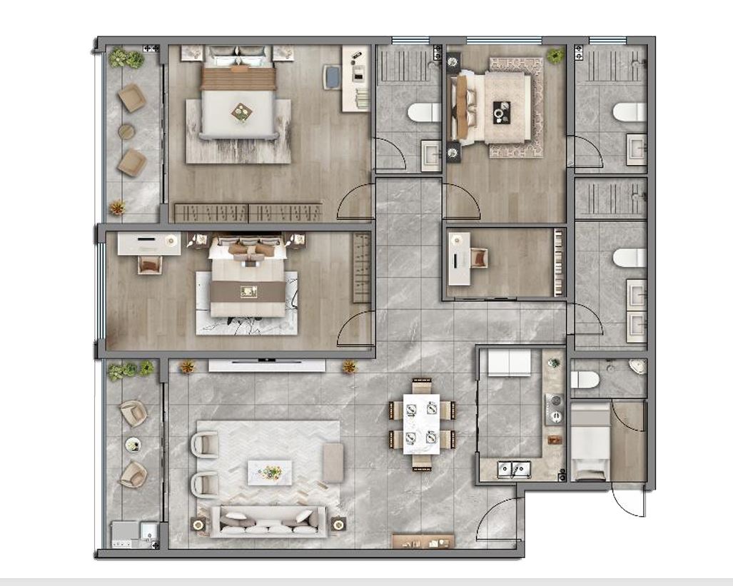 3 Bed + Study + DSQ-E floor plan