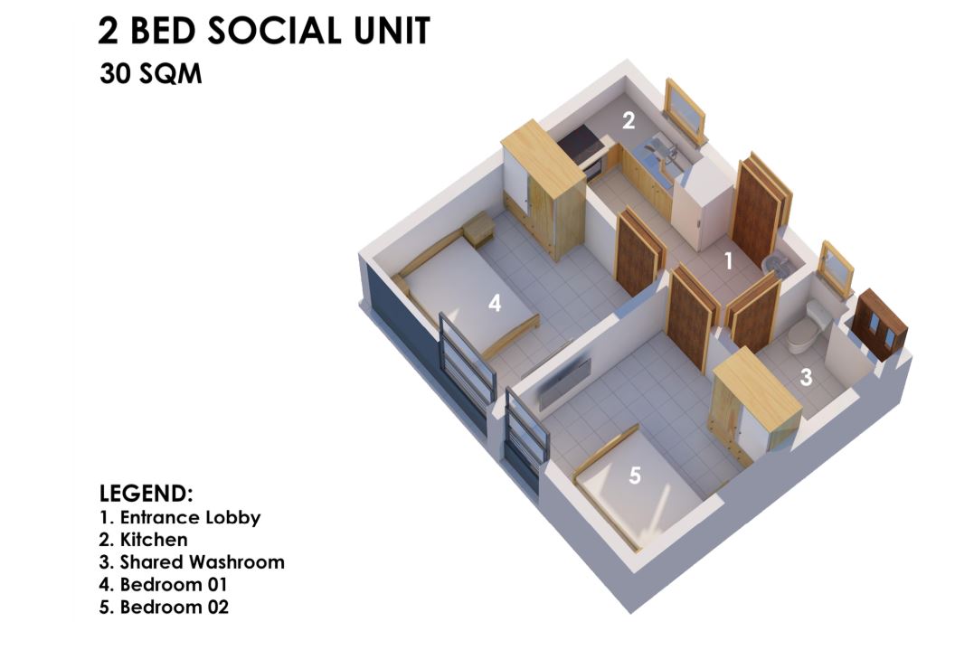 Boma Yangu Hobley Estate 2-bedroom Social unit plan