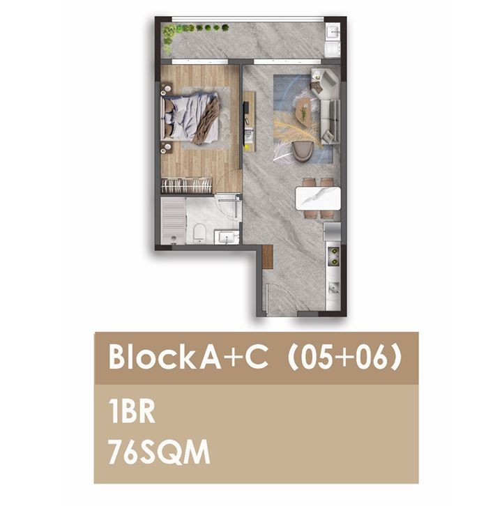 1 bed block a + c (05+06) floor plan