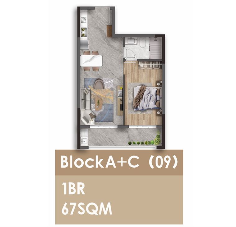 1 bed block a + c (09) floor plan