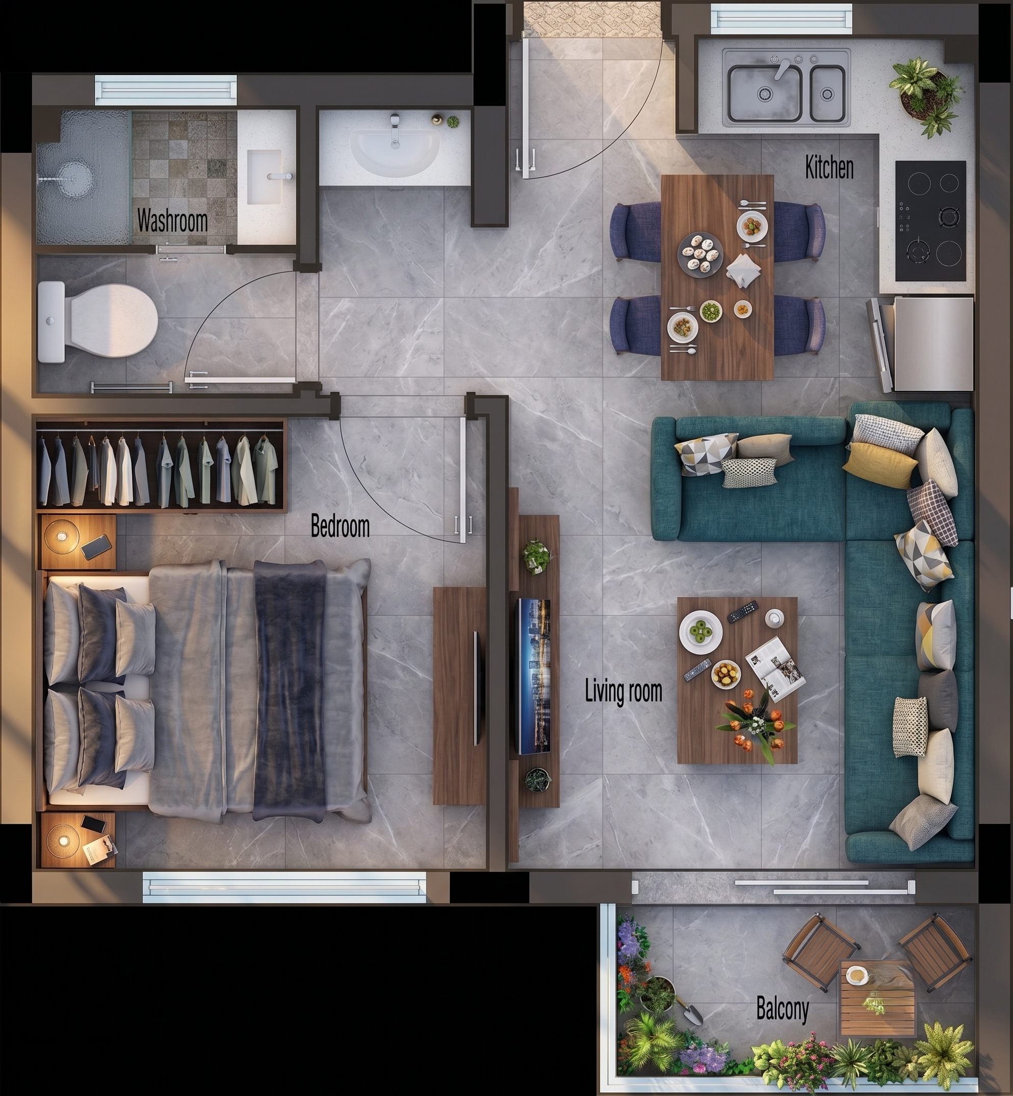 Likoni Heights 1-bedroom unit plan
